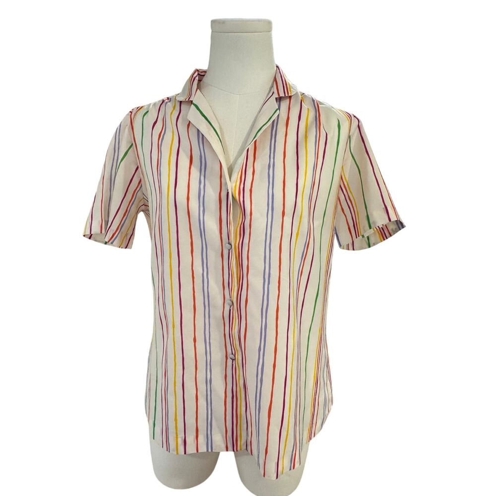 Vintage Stripped Button Down Womans Blouse
